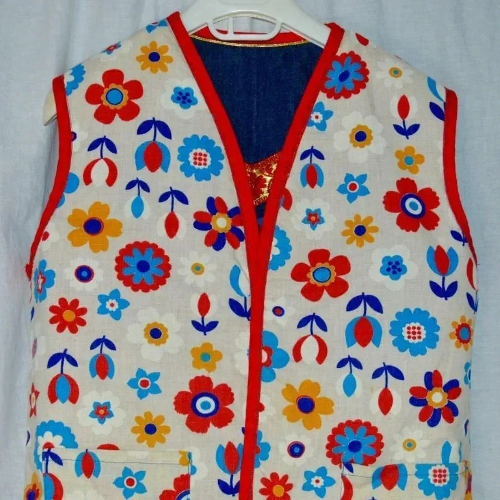 Vintage Bohemian Boho Hippie Flower Power Vest